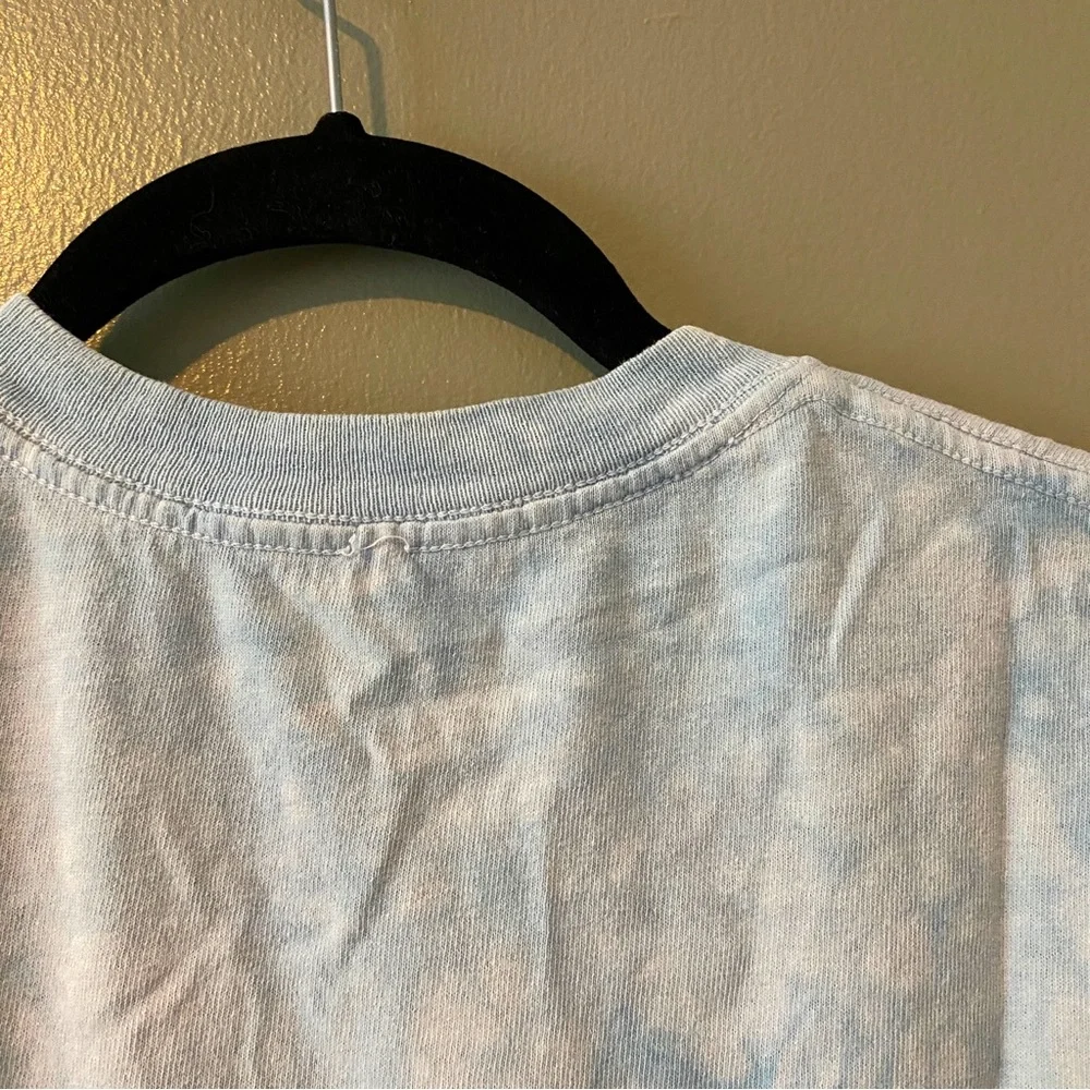 Taylor Swift Inspired Raw Hemmed, Cropped Tie Dye Blue Graphic T-Shirt with Cats - Picture 4 of 7